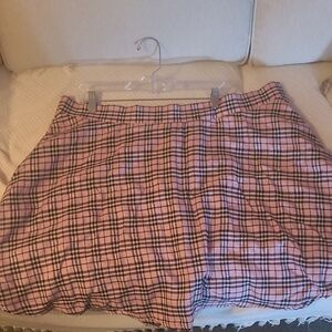 Hot Topic Pink and Black Plaid Skater Skirt